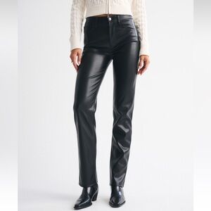 Abercrombie & Fitch High Rise 90s Straight Vegan Leather Pants